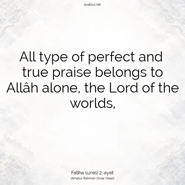 Ayetbul | Kuran Mealleri | Quran | Fatiha suresi 2. ayet
