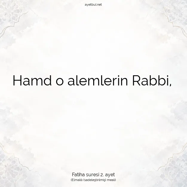 Ayetbul | Kuran Mealleri | Quran | Fatiha suresi 2. ayet