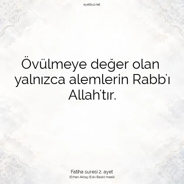 Ayetbul | Kuran Mealleri | Quran | Fatiha suresi 2. ayet
