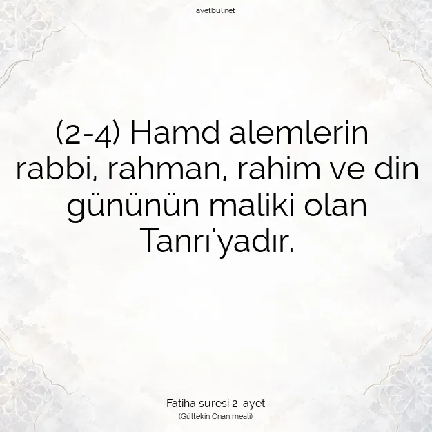 Ayetbul | Kuran Mealleri | Quran | Fatiha suresi 2. ayet