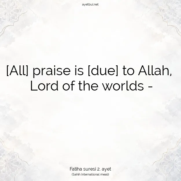 Ayetbul | Kuran Mealleri | Quran | Fatiha suresi 2. ayet