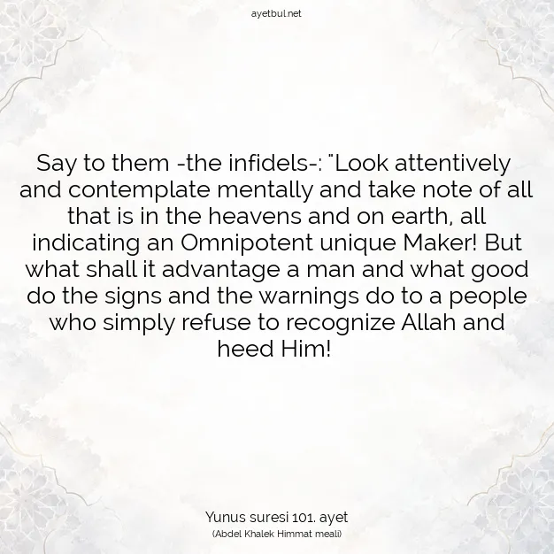Ayetbul | Kuran Mealleri | Quran | Yunus suresi 101. ayet