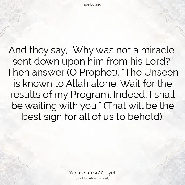 Ayetbul | Kuran Mealleri | Quran | Yunus suresi 20. ayet