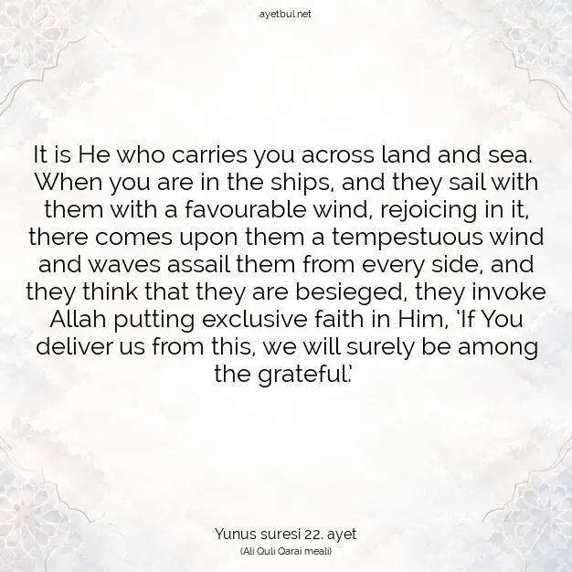Ayetbul | Kuran Mealleri | Quran | Yunus suresi 22. ayet