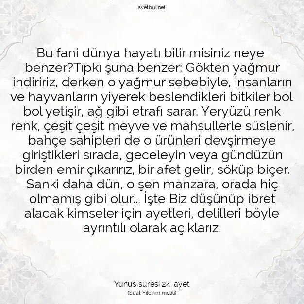 Ayetbul | Kuran Mealleri | Quran | Yunus suresi 24. ayet