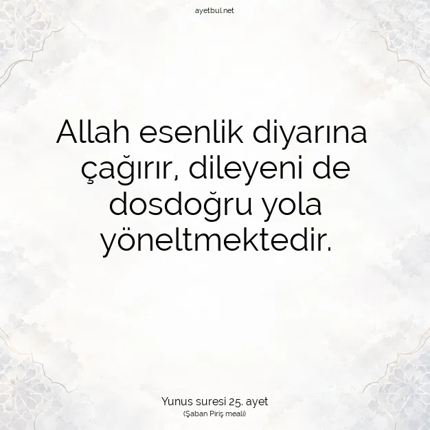 Ayetbul | Kuran Mealleri | Quran | Yunus suresi 25. ayet