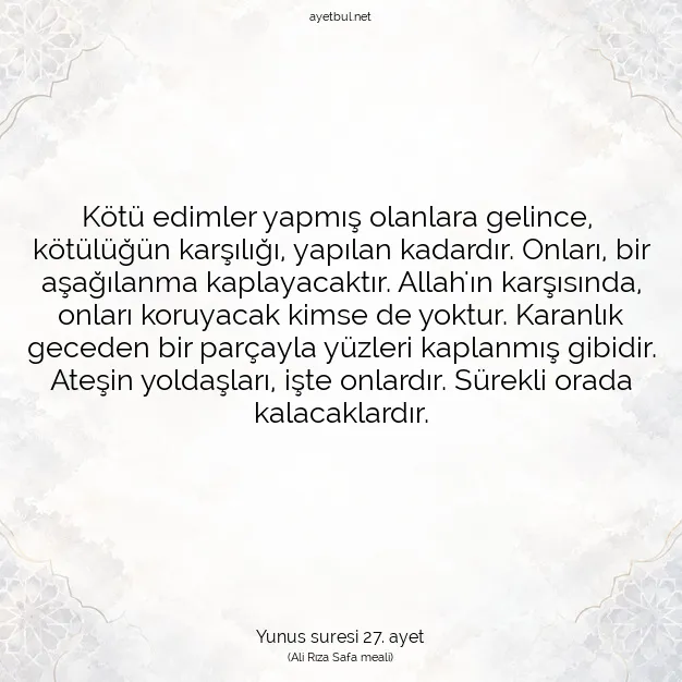 Ayetbul | Kuran Mealleri | Quran | Yunus suresi 27. ayet