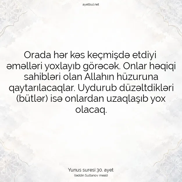 Ayetbul | Kuran Mealleri | Quran | Yunus suresi 30. ayet