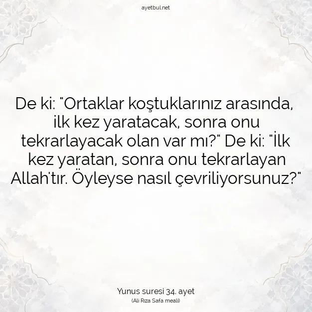 Ayetbul | Kuran Mealleri | Quran | Yunus suresi 34. ayet