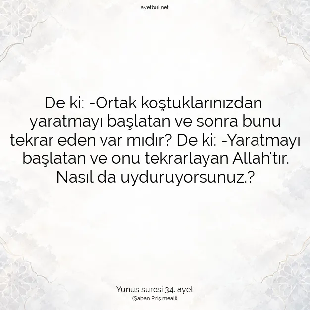 Ayetbul | Kuran Mealleri | Quran | Yunus suresi 34. ayet