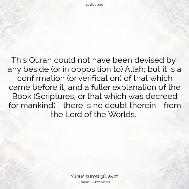 Ayetbul | Kuran Mealleri | Quran | Yunus suresi 38. ayet