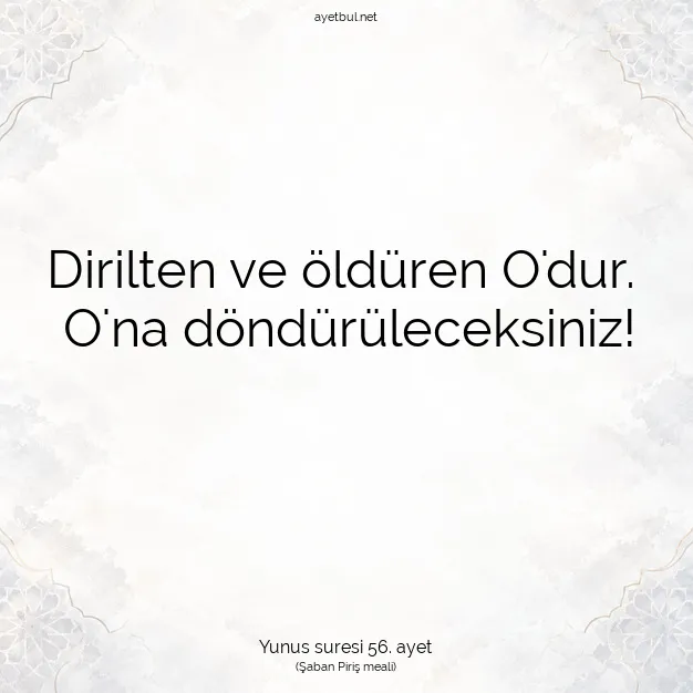 Ayetbul | Kuran Mealleri | Quran | Yunus suresi 56. ayet