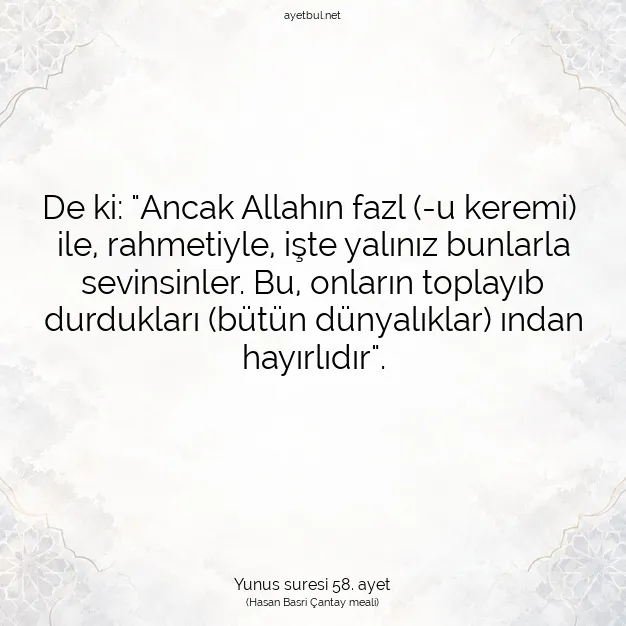 Ayetbul | Kuran Mealleri | Quran | Yunus suresi 58. ayet