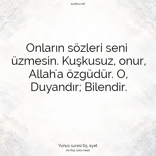 Ayetbul | Kuran Mealleri | Quran | Yunus suresi 65. ayet