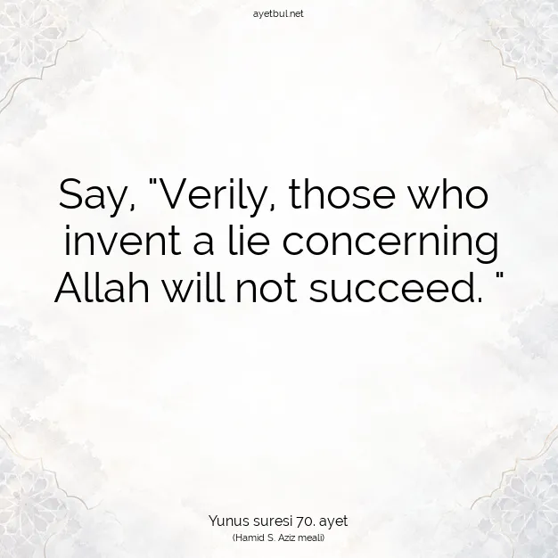 Ayetbul | Kuran Mealleri | Quran | Yunus suresi 70. ayet