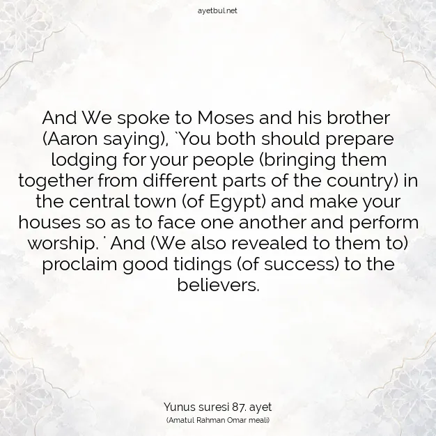 Ayetbul | Kuran Mealleri | Quran | Yunus suresi 87. ayet