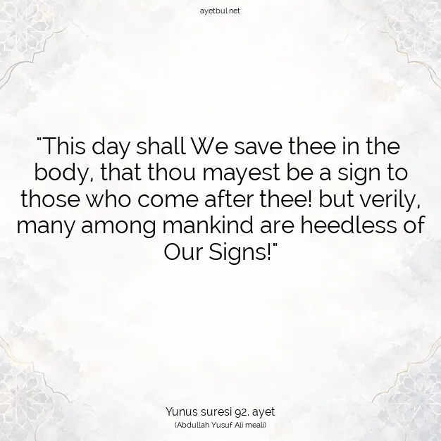 Ayetbul | Kuran Mealleri | Quran | Yunus suresi 92. ayet