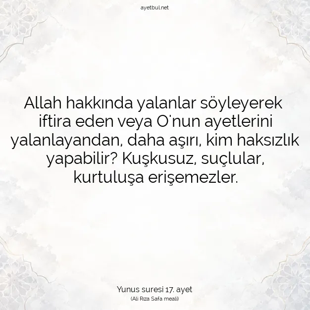 Ayetbul | Kuran Mealleri | Quran | Yunus suresi 17. ayet