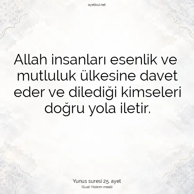 Ayetbul | Kuran Mealleri | Quran | Yunus suresi 25. ayet