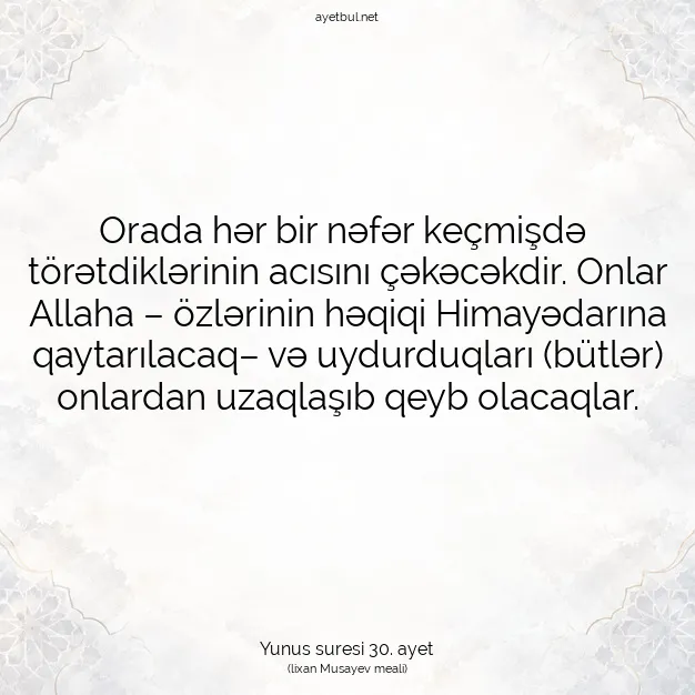 Ayetbul | Kuran Mealleri | Quran | Yunus suresi 30. ayet