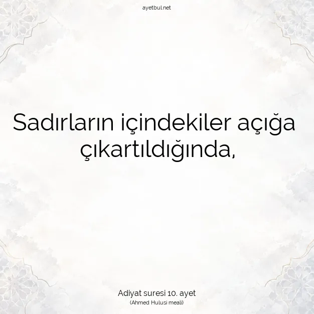 Ayetbul | Kuran Mealleri | Quran | Adiyat suresi 10. ayet
