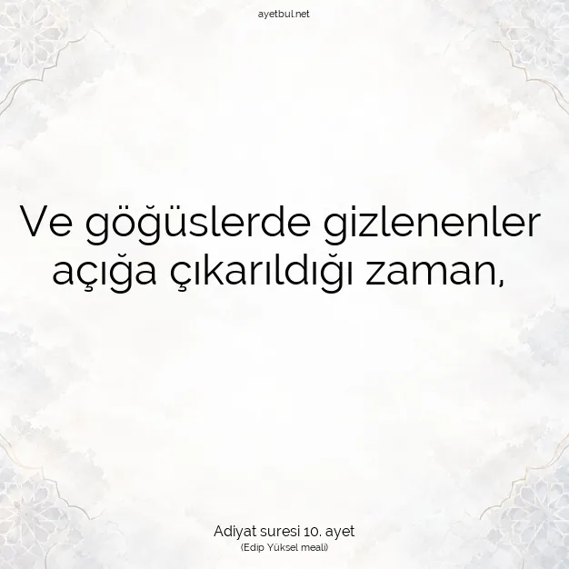 Ayetbul | Kuran Mealleri | Quran | Adiyat suresi 10. ayet