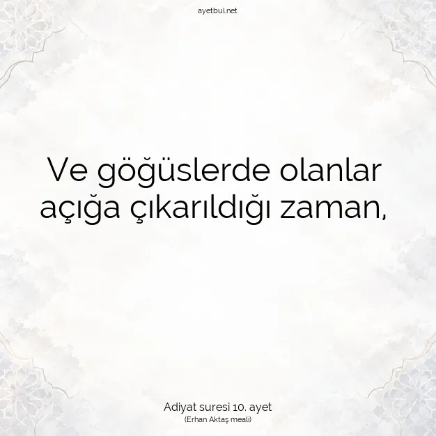 Ayetbul | Kuran Mealleri | Quran | Adiyat suresi 10. ayet