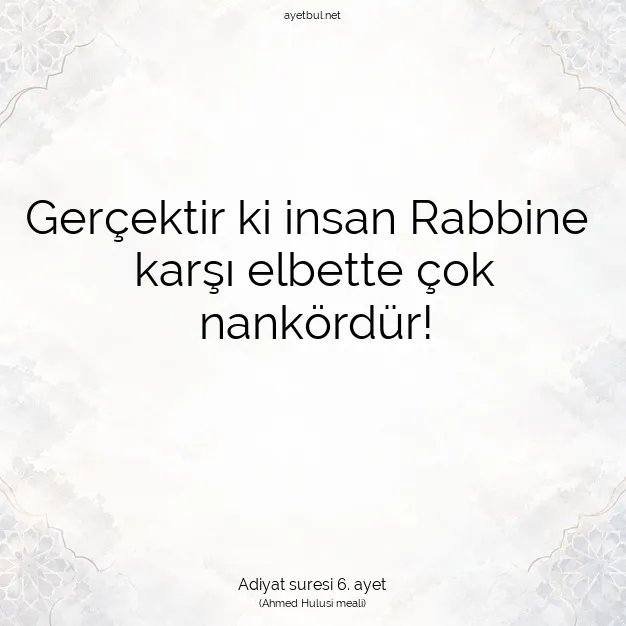 Ayetbul | Kuran Mealleri | Quran | Adiyat suresi 6. ayet