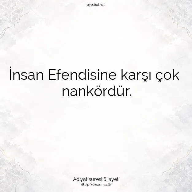 Ayetbul | Kuran Mealleri | Quran | Adiyat suresi 6. ayet