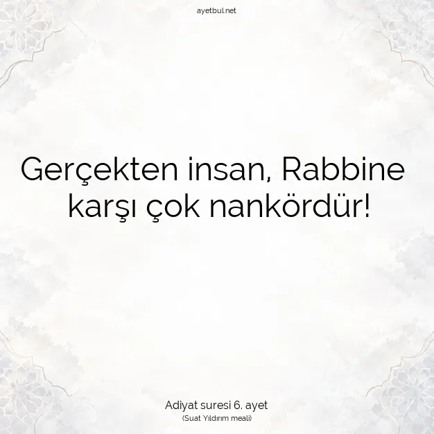 Ayetbul | Kuran Mealleri | Quran | Adiyat suresi 6. ayet