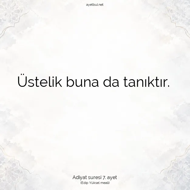 Ayetbul | Kuran Mealleri | Quran | Adiyat suresi 7. ayet