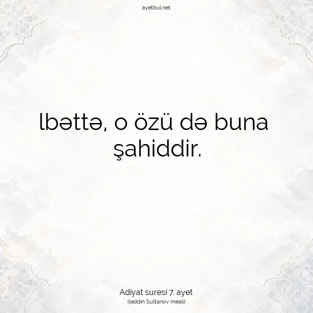 Ayetbul | Kuran Mealleri | Quran | Adiyat suresi 7. ayet