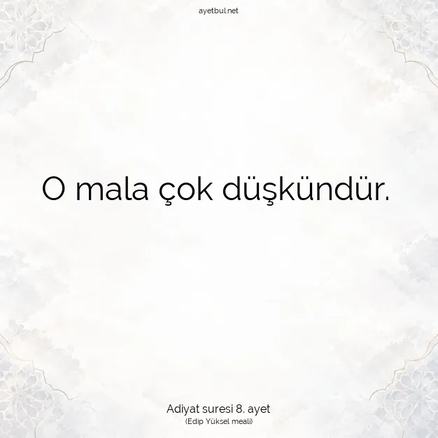 Ayetbul | Kuran Mealleri | Quran | Adiyat suresi 8. ayet