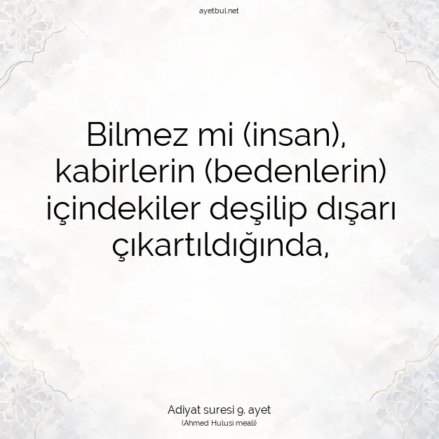 Ayetbul | Kuran Mealleri | Quran | Adiyat suresi 9. ayet