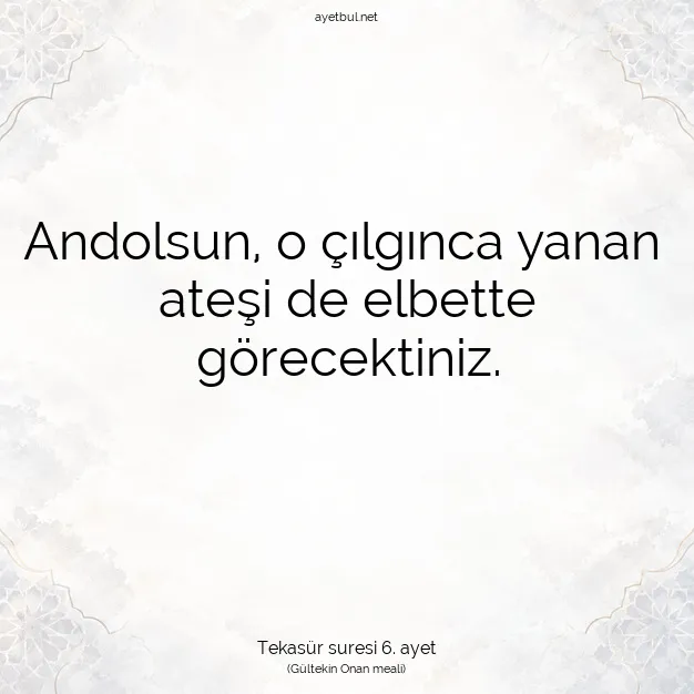 Ayetbul | Kuran Mealleri | Quran | Tekasür suresi 6. ayet