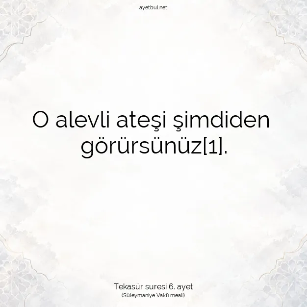 Ayetbul | Kuran Mealleri | Quran | Tekasür suresi 6. ayet