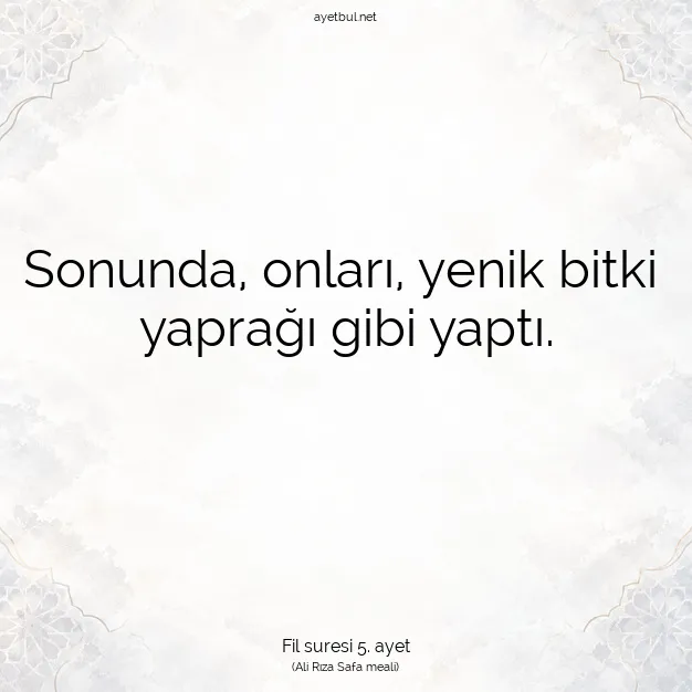 Ayetbul | Kuran Mealleri | Quran | Fil suresi 5. ayet