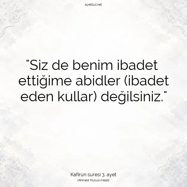 Ayetbul | Kuran Mealleri | Quran | Kafirun suresi 3. ayet