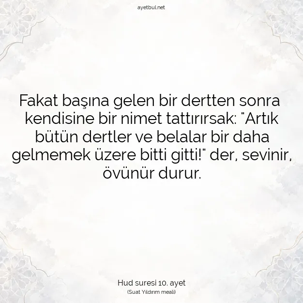Ayetbul | Kuran Mealleri | Quran | Hud suresi 10. ayet