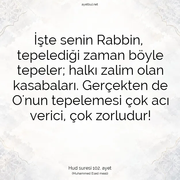 Ayetbul | Kuran Mealleri | Quran | Hud suresi 102. ayet