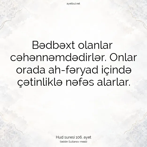Ayetbul | Kuran Mealleri | Quran | Hud suresi 106. ayet