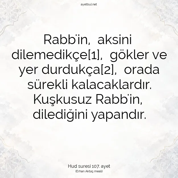 Ayetbul | Kuran Mealleri | Quran | Hud suresi 107. ayet