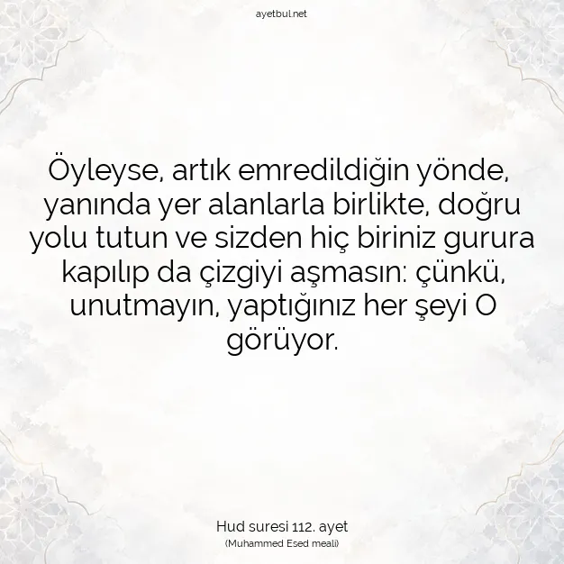 Ayetbul | Kuran Mealleri | Quran | Hud suresi 112. ayet