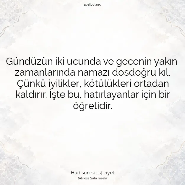 Ayetbul | Kuran Mealleri | Quran | Hud suresi 114. ayet