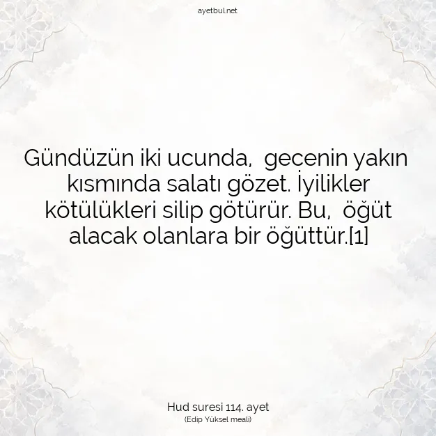 Ayetbul | Kuran Mealleri | Quran | Hud suresi 114. ayet