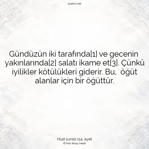 Ayetbul | Kuran Mealleri | Quran | Hud suresi 114. ayet