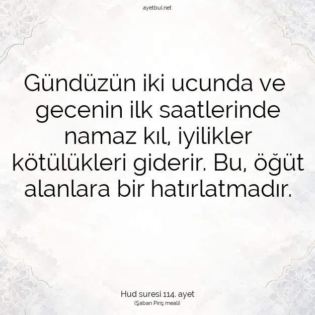 Ayetbul | Kuran Mealleri | Quran | Hud suresi 114. ayet