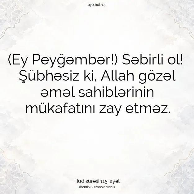 Ayetbul | Kuran Mealleri | Quran | Hud suresi 115. ayet