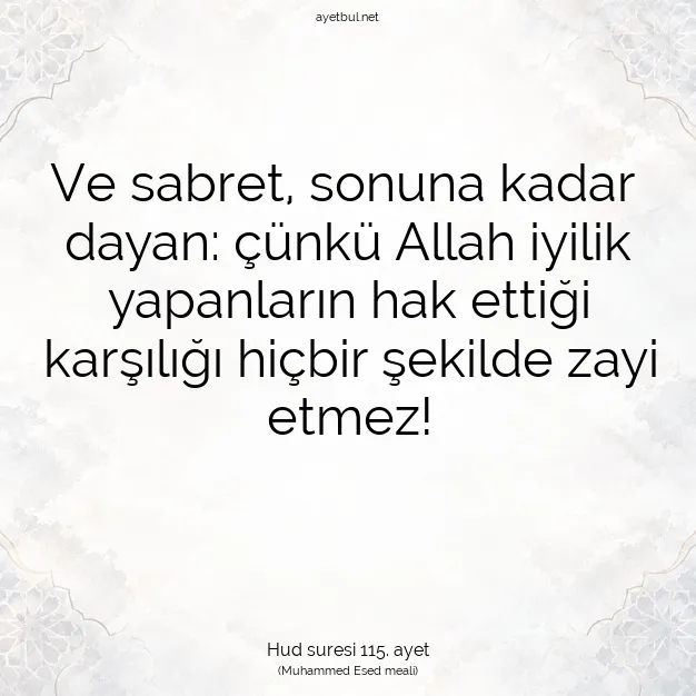Ayetbul | Kuran Mealleri | Quran | Hud suresi 115. ayet