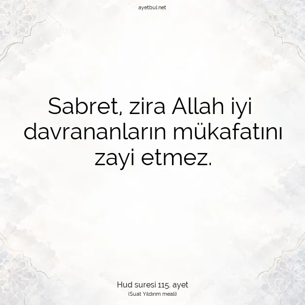Ayetbul | Kuran Mealleri | Quran | Hud suresi 115. ayet